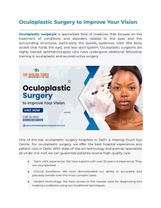Oculoplasty Treatment in Delhi