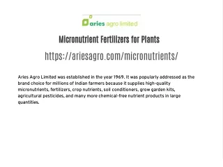 Micronutrient Fertilizers for Plants in India