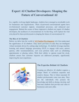 The Innovators of Chatbot Technology: Expert AI Chatbot Developers