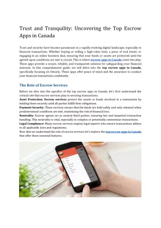 Trust and Tranquility_ Uncovering the Top Escrow Apps in Canada