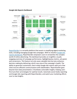 Google Ads Reports Dashboard