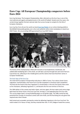 Euro Cup All European Championship conquerors before Euro 2024