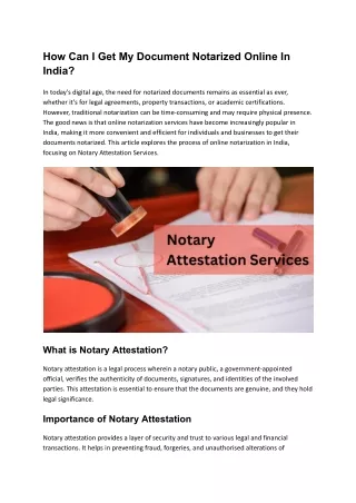 How Can I Get My Document Notarized Online In India?