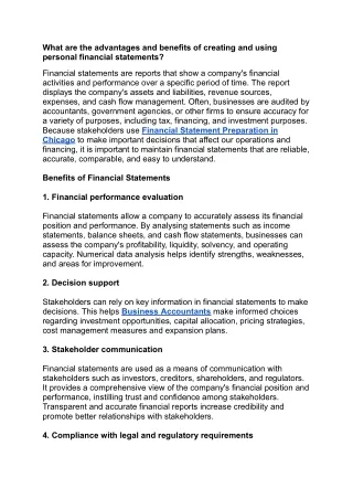 What are the advantages and benefits of creating and using personal financial statements