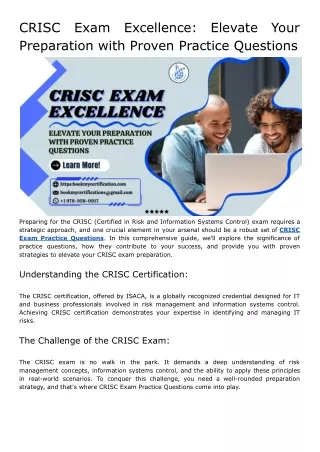 CRISC Exam Excellence_ Elevate Your Preparation with Proven Practice Questions