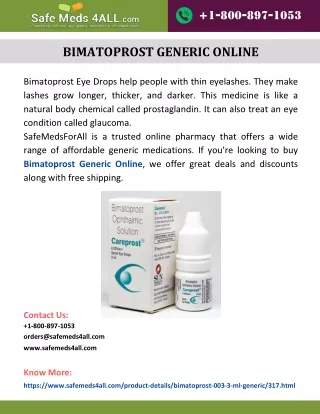 Bimatoprost Generic Online