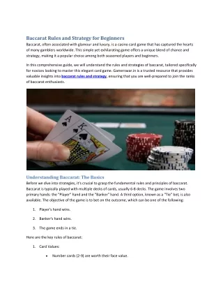 Baccarat Rules and Strategy for Beginners