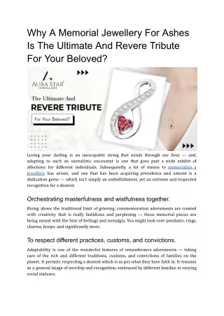 Why A Memorial Jewellery For Ashes Is The Ultimate And Revere Tribute For Your Beloved_