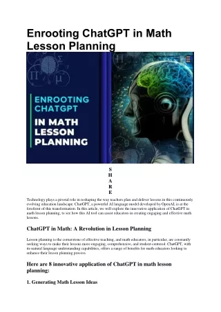 ChatGPT In Math: 8 Innovative Applications For Lesson Planning