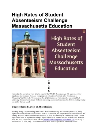 High Rates Of Student Absenteeism Challenge Massachusetts Education