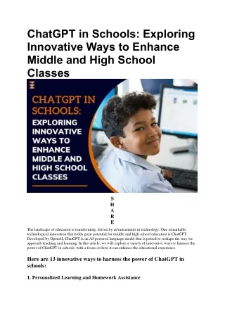 Chatgpt In Schools: 13 Innovative Ways To Enhance Middle And High School Classes