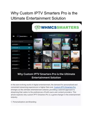 Why Custom IPTV Smarters Pro is the Ultimate Entertainment Solution