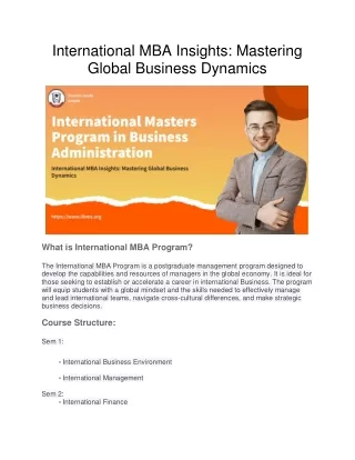 International MBA Program