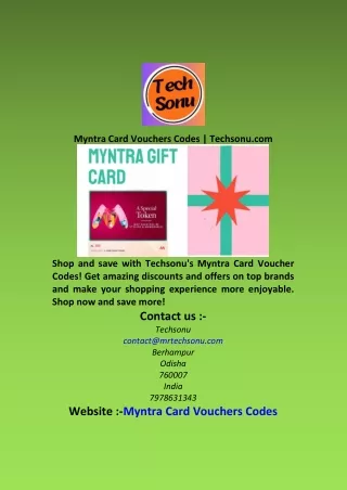 Myntra Card Vouchers Codes  Techsonu com