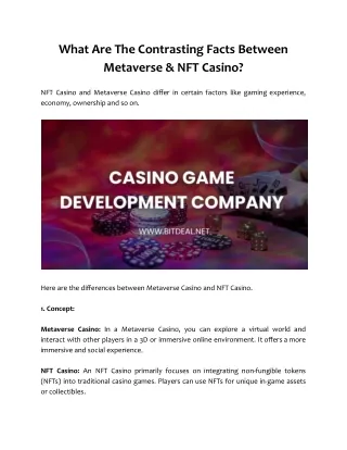 What Are The Contrasting Facts Between Metaverse & NFT Casino?