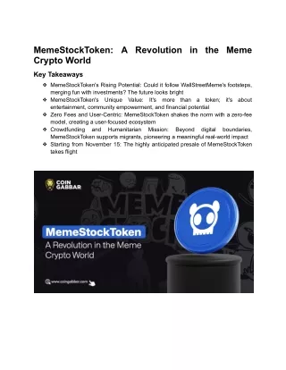 MemeStockToken_ A Revolution in the Meme Crypto World