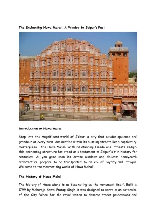 The Enchanting Hawa Mahal_ A Window to Jaipur’s Past