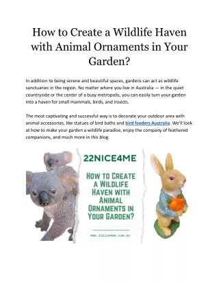 How to Create a Wildlife Haven with Animal Ornaments in Your Garden