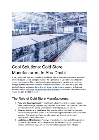 Cool Solutions_ Cold Store Manufacturers In Abu Dhabi