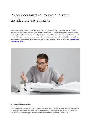 Adeeb-7 common mistakes to avoid in your architecture assignments