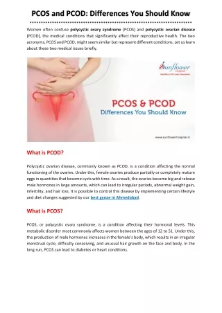 PCOS and PCOD: Differences You Should Know