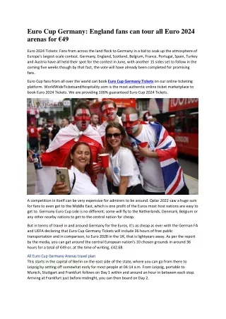 Euro Cup Germany England fans can tour all Euro 2024 arenas for €49
