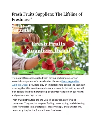 Fresh Fruits Suppliers: The Lifeline of Freshness"