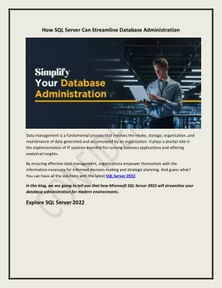 How SQL Server Can Streamline Database Administration