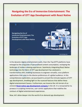 Navigating the Era of Immersive Entertainment The Evolution of OTT App Development with React Native