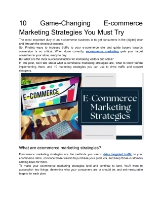 10 Game-Changing E-commerce Marketing Strategies You Must Try