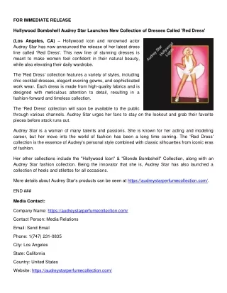 Audrey Star Press Release UPDATE 2