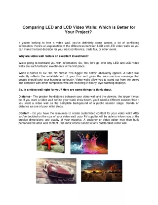 Comparing LED and LCD Video Walls: Which is Better for Your Project?
