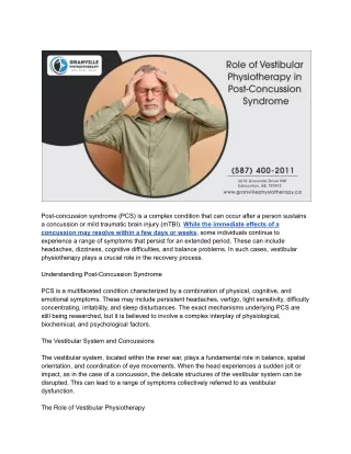 Post-Concussion Syndrome_ The Vital Role of Vestibular Physiotherapy