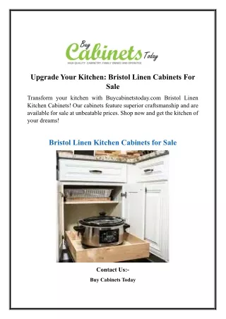 Upgrade Your Kitchen- Bristol Linen Cabinets For Sale