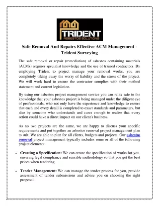 Safe Removal And Repairs Effective ACM Management - Trident Surveying