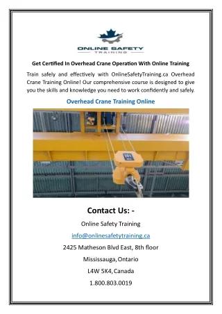 Get Certified In Overhead Crane Operation With Online Training