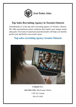 Top Sales Recruiting Agency in Toronto Ontario