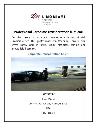 Professional Corporate Transportation in Miami