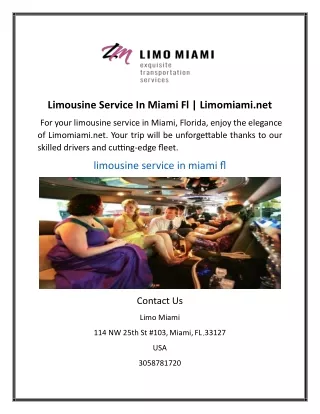 Limousine Service In Miami Fl  Limomiami.net