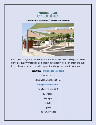 Shade Sails Estepona  Ensombra.com en