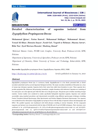 Detailed characterization of saponins isolated from Zygophyllum Propinqueem Decn