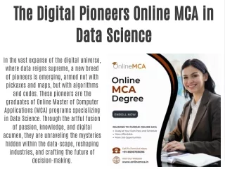 Digital Pioneers: Online MCA in Data Science