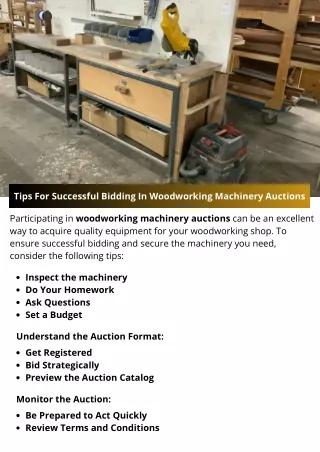 Tips For Successful Bidding In Woodworking Machinery Auctions