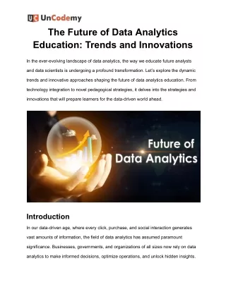 Future of Data Analytics Education