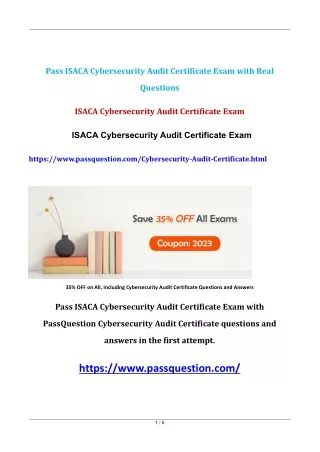 ISACA Cybersecurity Audit Certificate Exam Questions