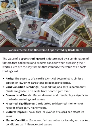 Various Factors That Determine A Sports Trading Cards Worth