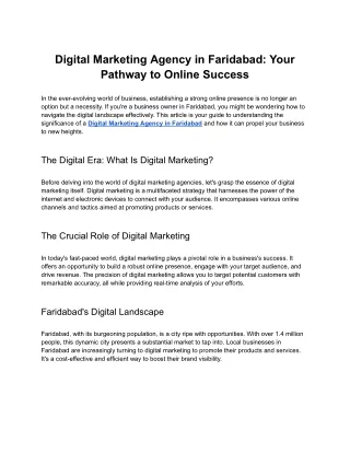 Digital Marketing Agency in Faridabad_ Your Pathway to Online Success