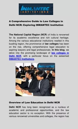 A Comprehensive Guide to Law Colleges in Delhi NCR