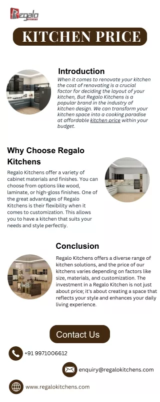 Kitchen Price | Regalo Kitchens