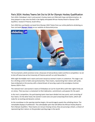 Paris 2024 Hockey Teams Set Out to SA for Olympic Hockey Qualification